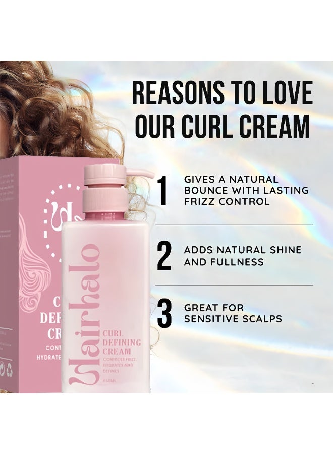 Hairhalo Curl Defining Cream: Long-lasting moisturizing and frizz control for bouncy, voluminous curls 450ml - Image 2